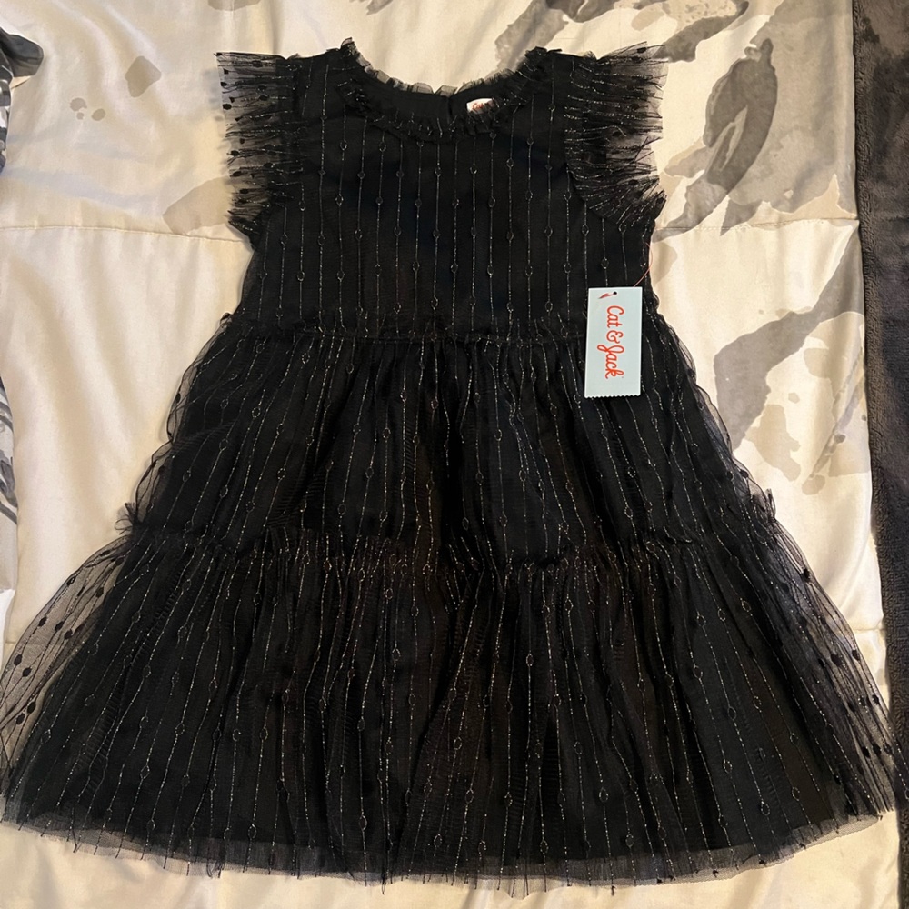 Gold and black tulle dress